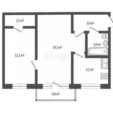 2-к кв. Нижегородская область, Нижний Новгород ул. Лескова, 13 (46.0 ...