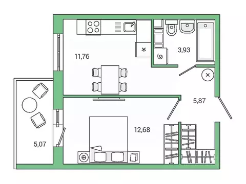 1-к кв. Ленинградская область, Гатчина ул. Чехова, 39к2 (35.2 м)
