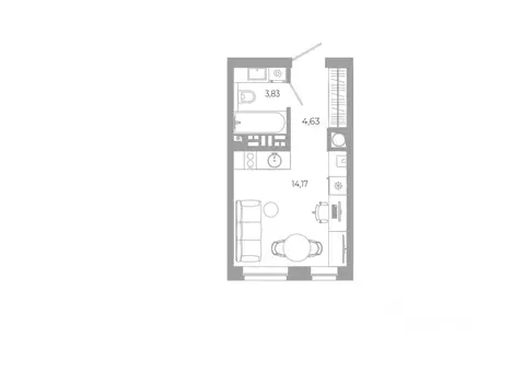 Студия Астраханская область, Астрахань Разум жилой комплекс (22.64 м)