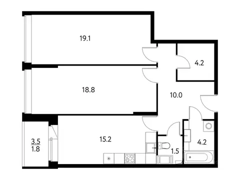 2-к кв. Московская область, Щелково Центральная ул., 65 (76.4 м)