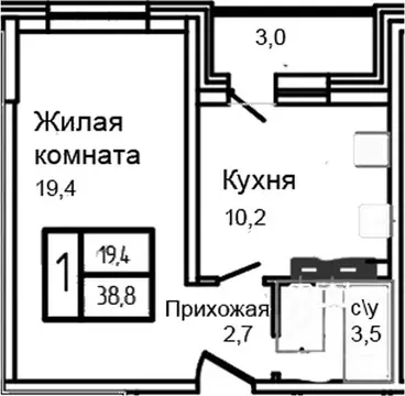 1-к кв. Москва, Москва, Троицк  (35.8 м)