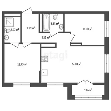2-комнатная квартира: Тюмень, улица Павла Никольского, 10к1 (61.9 м)
