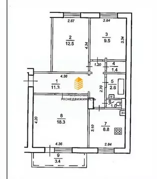 3-к кв. Башкортостан, Уфа ул. Бессонова, 35 (65.1 м)