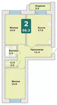 2-к кв. Чувашия, Чебоксары Новый Город мкр, Время жить жилой комплекс ...