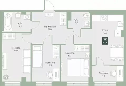 Свободной планировки кв. Курганская область, Курган Заозерный ...