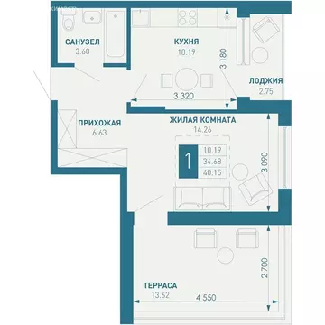 1-комнатная квартира: Краснодар, посёлок Берёзовый, микрорайон ...
