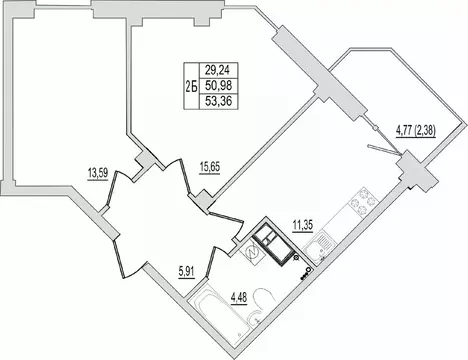 2-к кв. Псковская область, Псков Линейная ул., 87 (53.36 м)