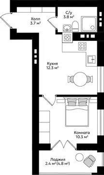 1-к кв. Калининградская область, Гурьевск Пражский жилой комплекс ...