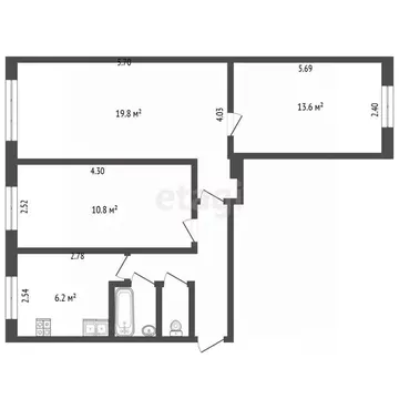 3-к кв. Калужская область, Калуга ул. Гурьянова, 47 (59.6 м)