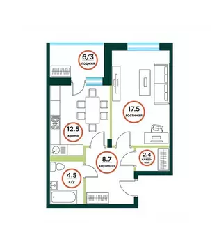 1-к кв. Красноярский край, Красноярск городской округ, пос. Солонцы ...