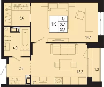 1-к кв. Московская область, Подольск городской округ, д. Борисовка ...
