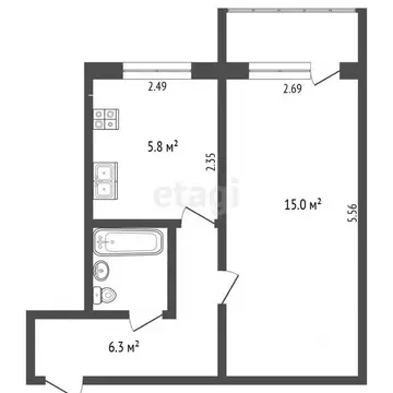 1-к кв. Вологодская область, Вологда Элеваторная ул., 23 (30.1 м)