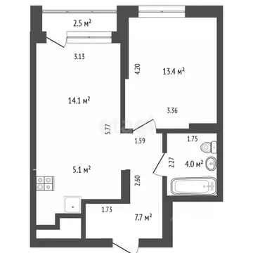 1-к кв. Тюменская область, Тюмень ул. Молодогвардейцев, 5к1 (44.3 м)
