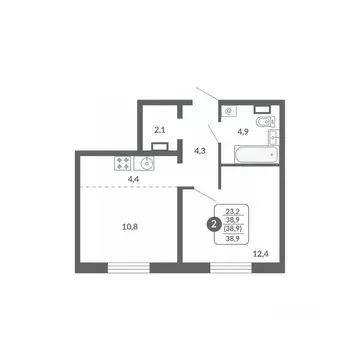 2-к кв. Кировская область, Киров ул. Потребкооперации, 34 (38.9 м)