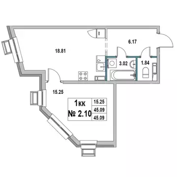 1-к кв. Ленинградская область, Выборг ул. 2-я Южная, 4 (45.09 м)
