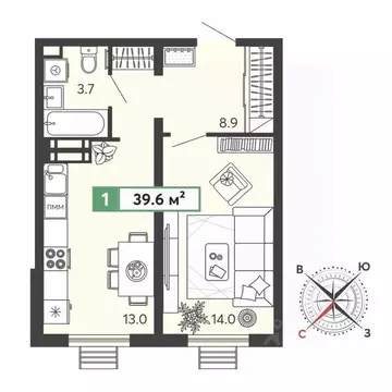 1-к кв. Пензенская область, Пензенский район, Засечный сельсовет, с. ...