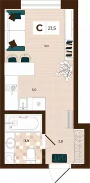 Студия Тульская область, Тула ул. Академика Насоновой, 3 (21.5 м)