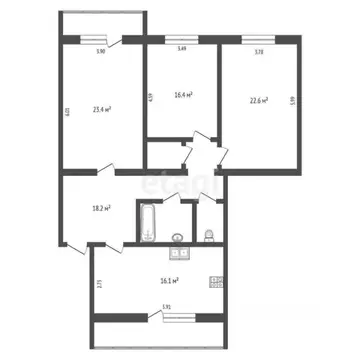 3-к кв. Вологодская область, Вологда Ленинградская ул., 79А (122.0 м)