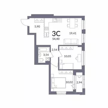 3-к кв. Новосибирская область, Новосибирск Горский мкр, Горская лагуна ...