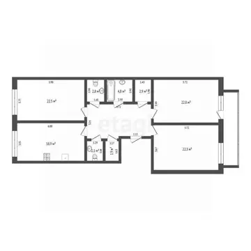 3-к кв. Тюменская область, Тюмень Комсомольская ул., 13 (119.3 м)