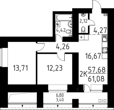 2-к кв. Томская область, Томский район, д. Кисловка, Левобережный мкр ...