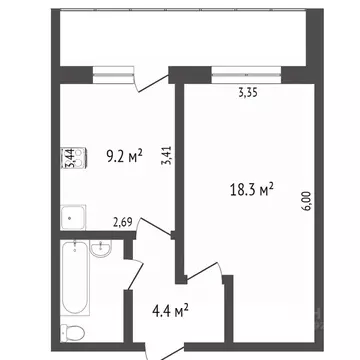 1-к кв. Вологодская область, Вологда Ярославская ул., 33 (42.9 м)