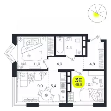 3-к кв. Свердловская область, Екатеринбург Южная Ботаника жилрайон, ...