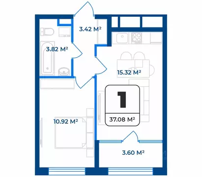 1-к кв. Рязанская область, Рязань Телецентр жилрайон,  (37.08 м)