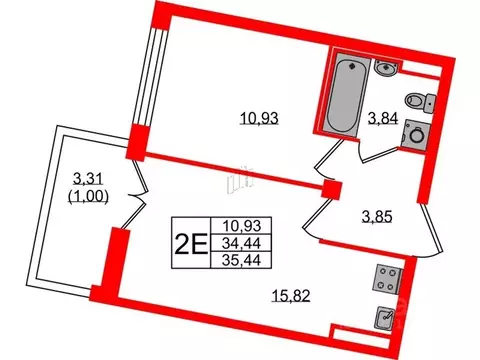 1-к кв. Санкт-Петербург Ремесленная ул., 15 (35.4 м)