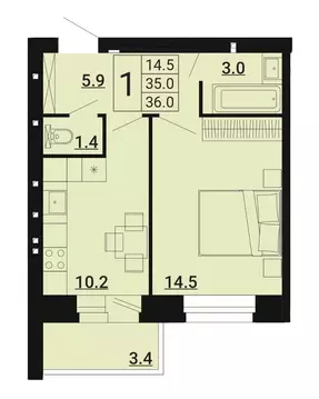 1-к кв. Орловская область, Орловский район, д. Образцово бул. Героев, ...