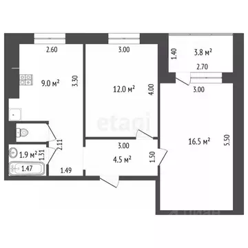 2-к кв. Самарская область, Самара ул. Георгия Димитрова, 112 (51.4 м)