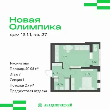1-к кв. Свердловская область, Екатеринбург ул. Академика Парина, 27 ...