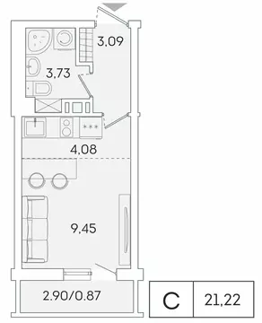 Квартира-студия: Мурино, Екатерининская улица, 11 (20.4 м)