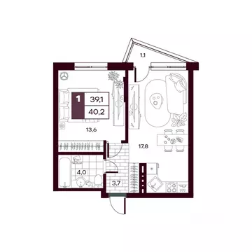 1-к кв. Тюменская область, Тюменский муниципальный округ, д. Дударева ...