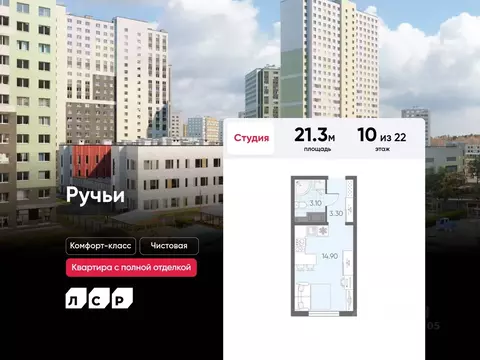 Студия Санкт-Петербург ул. Радловская (21.3 м)