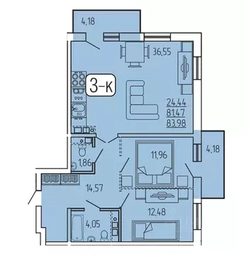 3-к кв. Бурятия, Улан-Удэ 140Б мкр,  (83.98 м)