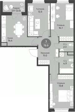 3-к кв. Новосибирская область, Кольцово рп Счастье в Кольцово жилой ...