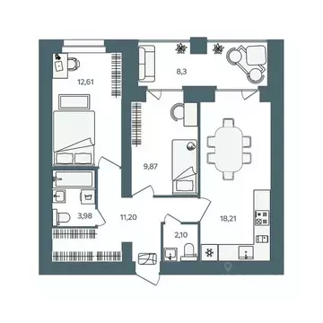 2-к кв. Ярославская область, Ярославль пос. Павловский, Волга-Лайф ...