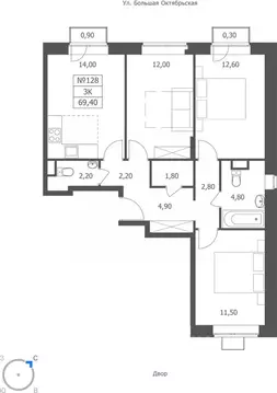 3-к кв. Ярославская область, Ярославль ул. Большая Октябрьская, 85 ...