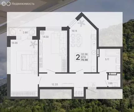 3-комнатная квартира: Сочи, Краснодонская улица, 44 (70 м)