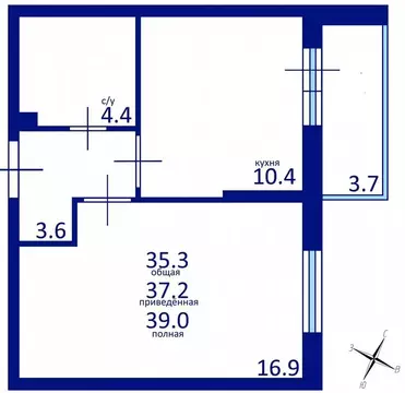 1-к кв. Санкт-Петербург ул. Плесецкая, 20к1 (35.0 м)