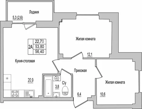 2-к кв. Псковская область, Псковский район, Завеличенская волость, д. ...