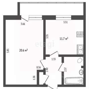 1-к кв. Коми, Ухта просп. Ленина, 50 (41.7 м)