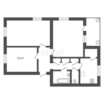 1к в 3-комнатной квартире (12 м)