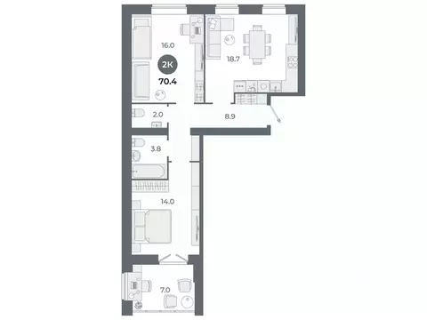 2-к кв. Ивановская область, Иваново Староглинищевская ул., 19/23 (70.4 ...