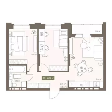 2-к кв. Кемеровская область, Кемерово Московский просп., 23А (54.5 м)