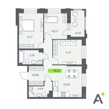 3-к кв. Ленинградская область, Всеволожский район, Заневское городское ...