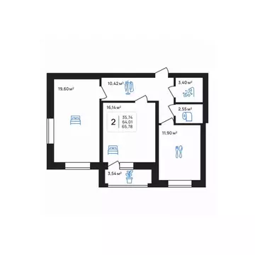 2-к кв. Липецкая область, Липецк Авторский жилрайон,  (65.78 м)