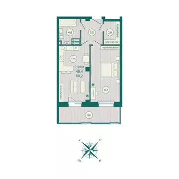 1-к кв. Приморский край, Владивосток Русская ул., 5А (58.2 м)