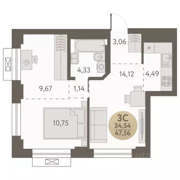 3-к кв. Новосибирская область, Новосибирск Урбан Пикс жилой комплекс ...